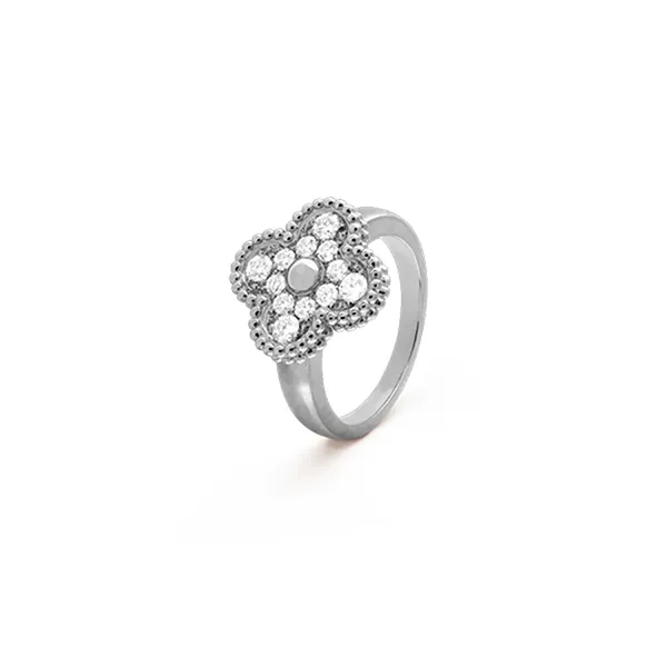 Nhẫn Jewery Luxury Alhambra Diamond Clovers Gold 18k White Gold Màu Vàng Trắng - Trang sức - Vua Hàng Hiệu