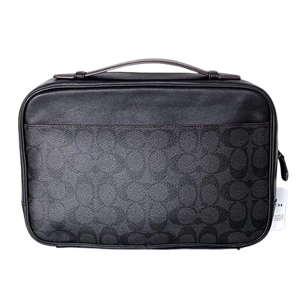 Túi Cầm Tay Nam Coach Multifunction Pouch Sign Black/Oxblood F66554 Màu Đen