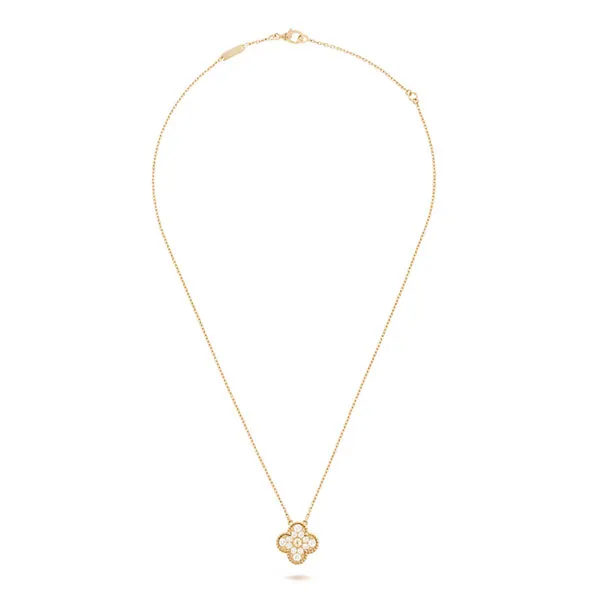 Dây Chuyền Jewery Luxury Alhambra Vintage 18k Gold With Diamond Màu Vàng Gold