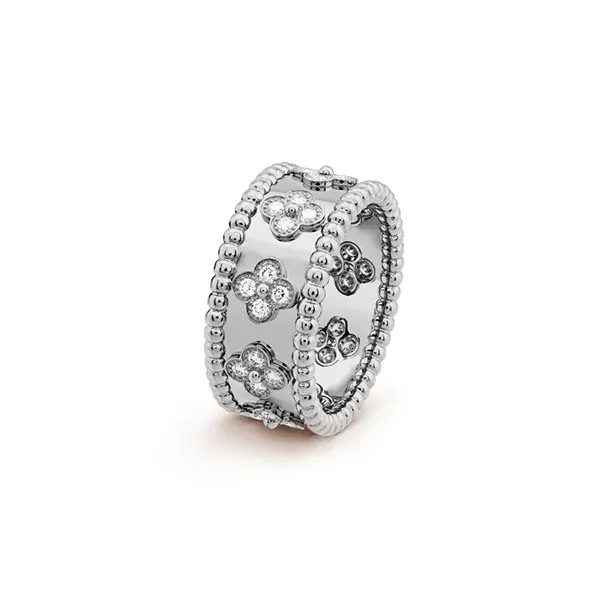 Nhẫn Jewery Luxury Alhambra Diamond Gold 18k White Gold Màu Vàng Trắng (Chế Tác) - Trang sức - Vua Hàng Hiệu