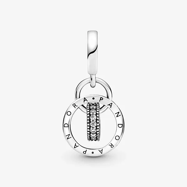 Hạt Vòng Charm Pandora Logo Circles Dangle 799490C01 Màu Bạc