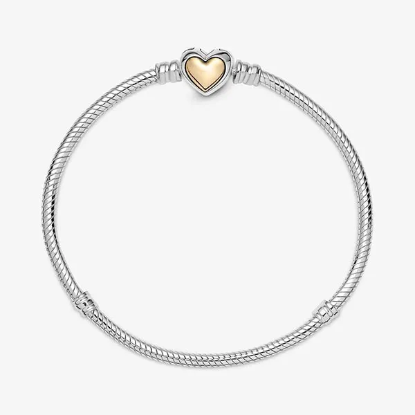 Vòng Đeo Tay Pandora Domed Golden Heart Clasp Snake Chain Bracelet 599380C00 Màu Vàng Bạc Size 16 - Trang sức - Vua Hàng Hiệu