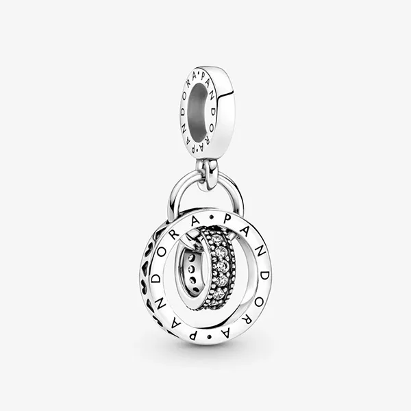 Hạt Vòng Charm Pandora Logo Circles Dangle 799490C01 Màu Bạc