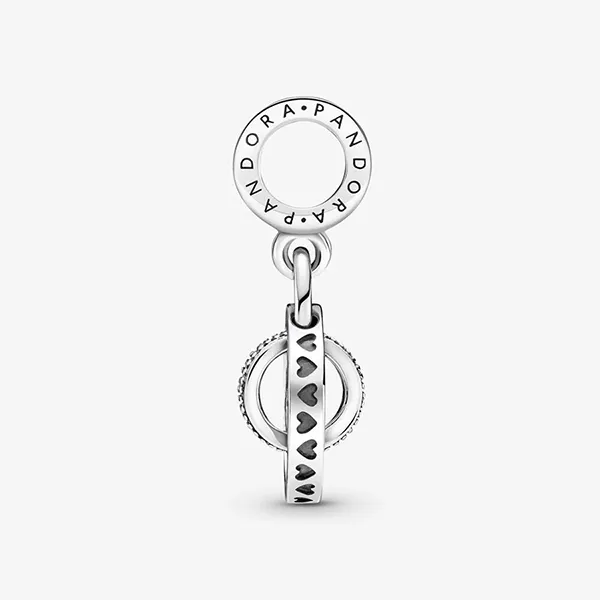 Hạt Vòng Charm Pandora Logo Circles Dangle 799490C01 Màu Bạc