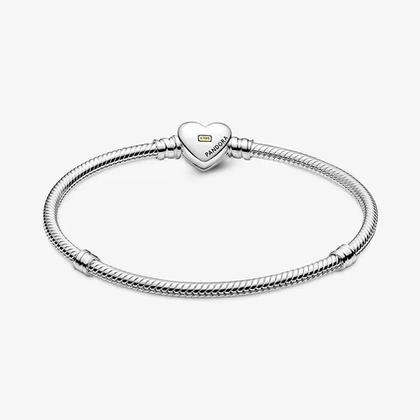 Vòng Đeo Tay Pandora Domed Golden Heart Clasp Snake Chain Bracelet 599380C00 Màu Vàng Bạc Size 16 - Trang sức - Vua Hàng Hiệu
