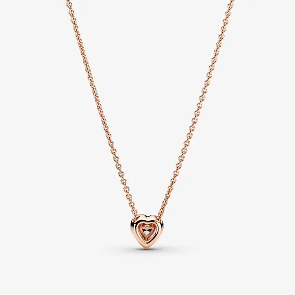 Dây Chuyền Pandora Sparkling Heart Collier Necklace 388425C01 Màu Vàng Hồng