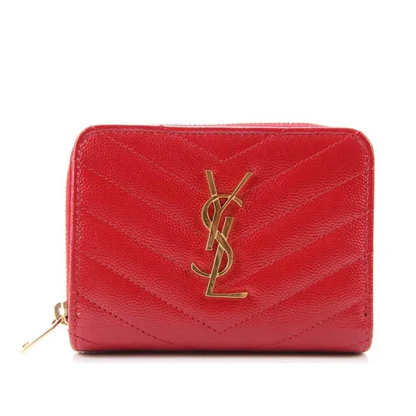 Ví Nữ Yves Saint Laurent YSL Portemonnaie Compact Zip Around Rot Leder Matelassé 403723 Màu Đỏ - Túi xách - Vua Hàng Hiệu