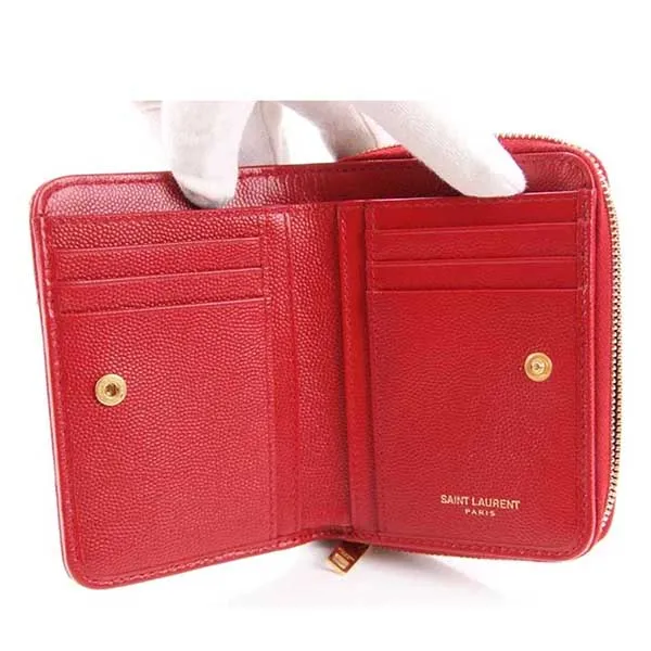 Ví Nữ Yves Saint Laurent YSL Portemonnaie Compact Zip Around Rot Leder Matelassé 403723 Màu Đỏ - Túi xách - Vua Hàng Hiệu