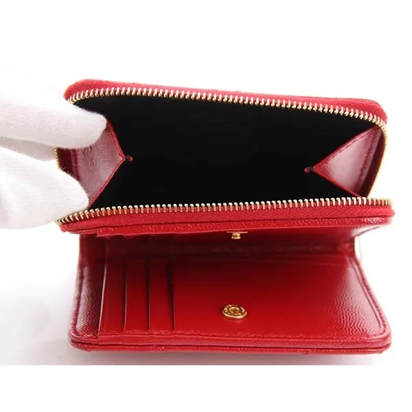 Ví Nữ Yves Saint Laurent YSL Portemonnaie Compact Zip Around Rot Leder Matelassé 403723 Màu Đỏ - Túi xách - Vua Hàng Hiệu