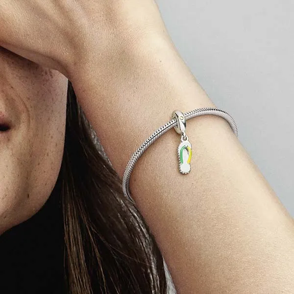 Hạt Vòng Charm Pandora Flip-Flop Dangle 792197C01 Màu Bạc Xanh