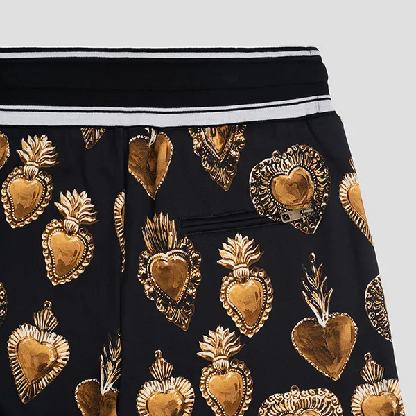 Quần Jogger Dolce & Gabbana D&G Trái Tim Gold GYUVAT-FS77I Màu Đen