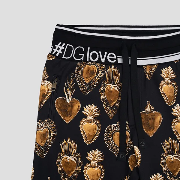 Quần Jogger Dolce & Gabbana D&G Trái Tim Gold GYUVAT-FS77I Màu Đen
