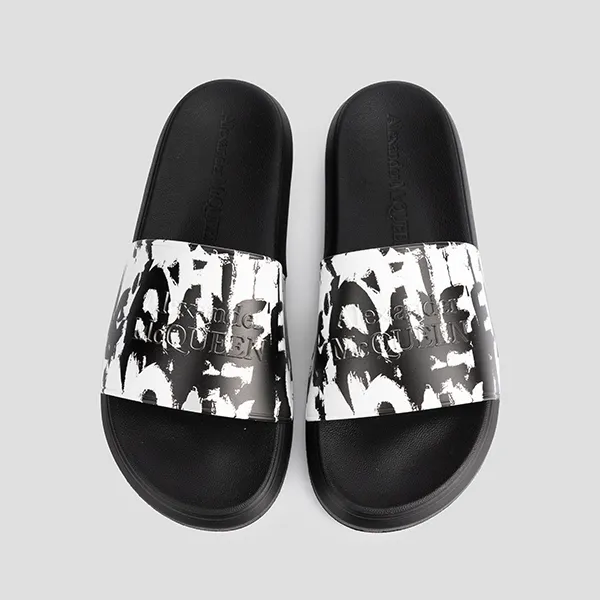 Dép Alexander Mcqueen Graffiti Slides 705089 W4QS8 9061 Màu Đen - Dép - Vua Hàng Hiệu