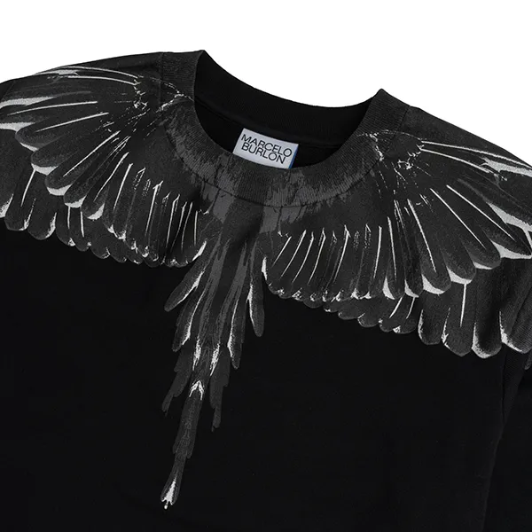 Áo Nỉ Marcelo Burlon Wings Black Sweatshirt CMBA009C99FLE001 1010 Màu Đen