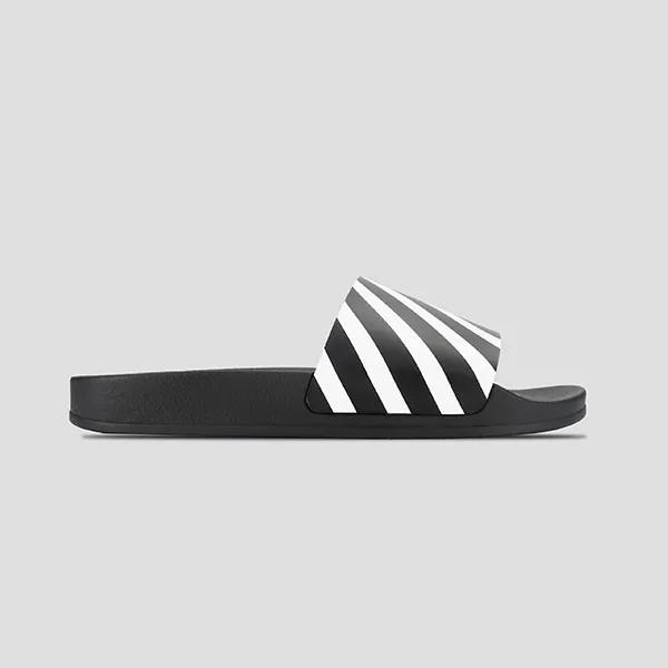 Dép Off-White Diag Rubber Slide Sandals In Black OMIC011C99MAT001 1001 Màu Đen - 5