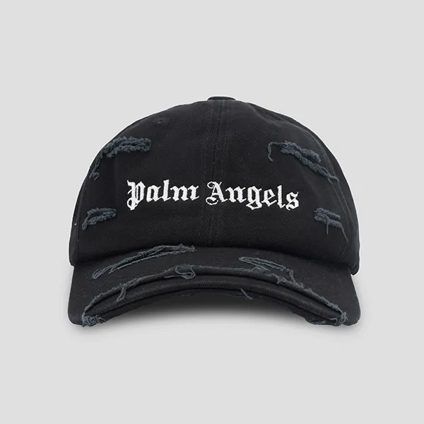 Mũ Palm Angels Ripped Logo Cap PMLB085F22FA B001 1001 Màu Đen