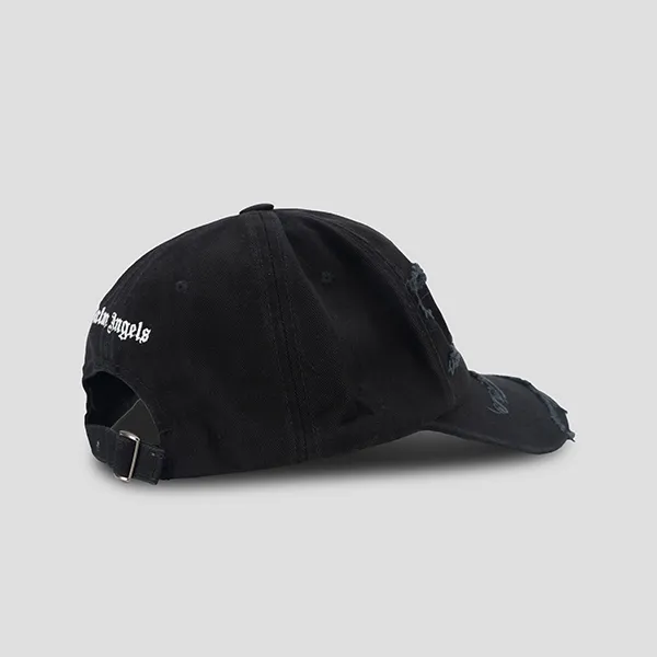 Mũ Palm Angels Ripped Logo Cap PMLB085F22FA B001 1001 Màu Đen