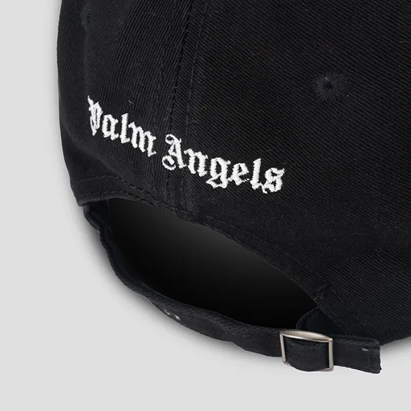 Mũ Palm Angels Ripped Logo Cap PMLB085F22FA B001 1001 Màu Đen