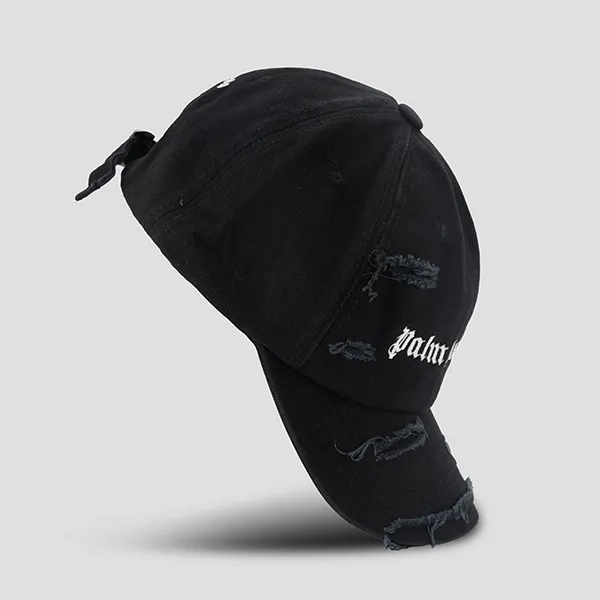Mũ Palm Angels Ripped Logo Cap PMLB085F22FA B001 1001 Màu Đen
