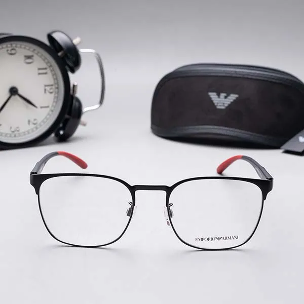 Kính Mắt Cận Emporio Armani Men’s Square Glasses 0EA1135D_300155.C Màu Đen Đỏ