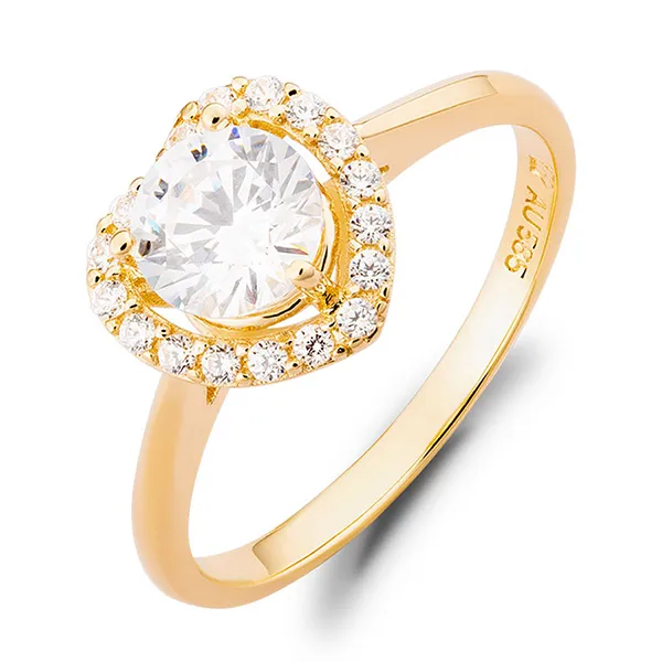 Nhẫn Huy Thanh Jewelry NDINO 210 - 14K - Đá Cubic Zirconia Màu Vàng Gold