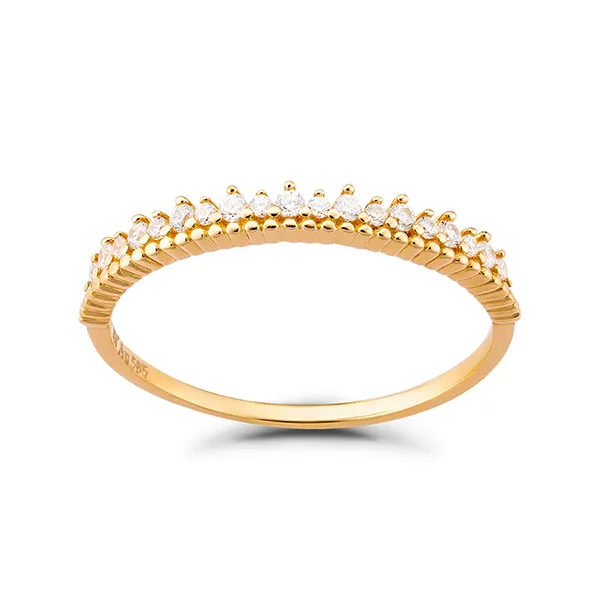 Nhẫn Huy Thanh Jewelry NLF 418 - 14K - Đá Cubic Zirconia Màu Vàng Gold