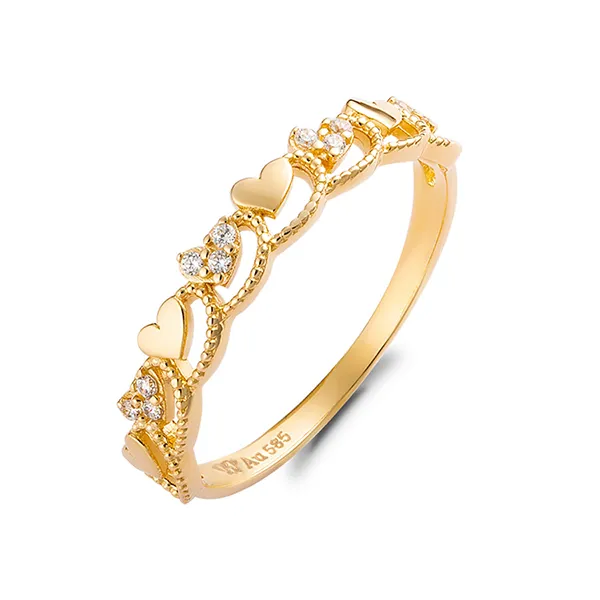 Nhẫn Huy Thanh Jewelry NLF 408 - 14K - Đá Cubic Zirconia Màu Vàng Gold Size 11
