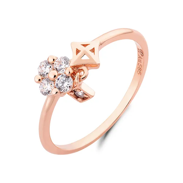 Nhẫn Huy Thanh Jewelry NPTB 284 - 14K - Đá Cubic Zirconia Màu Vàng Hồng - Trang sức - Vua Hàng Hiệu