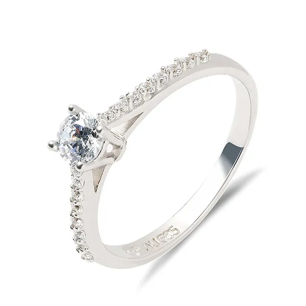 Nhẫn Huy Thanh Jewelry NDINO 198 - 14K - Đá Cubic Zirconia Màu Bạc