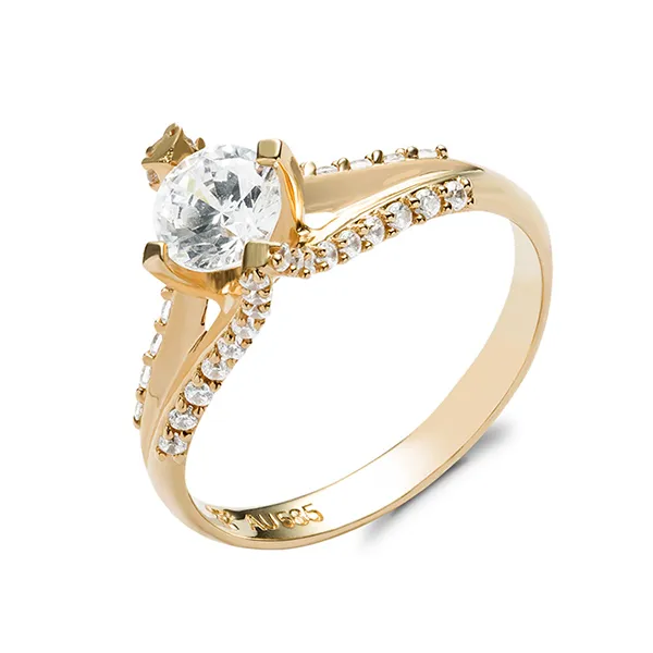 Nhẫn Huy Thanh Jewelry NDINO 199 - 14K - Đá Cubic Zirconia Màu Vàng Gold