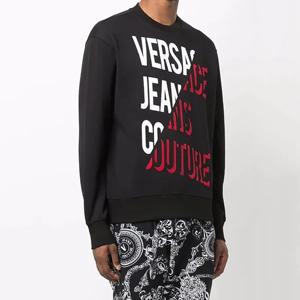 Áo Nỉ Versace Jeans Couture Logo-Print Cotton Sweatshirt 71GAIF04-CF00F Màu Đen