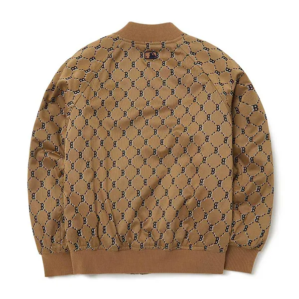 Áo Khoác MLB Bomber Diamond Monogram Front Pattern Jacquard Baseball Jumper Boston Red Sox 3AJPM0224-43BGS Màu Nâu Size M
