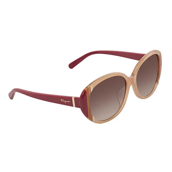 Kính Mát Salvatore Ferragamo Brown Oval Ladies Sunglasses SF842SA 729 58 Màu Nâu
