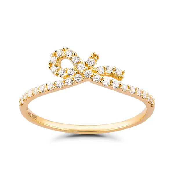Nhẫn Huy Thanh Jewelry NLF 416 - 14K - Đá Cubic Zirconia Màu Vàng Gold - Trang sức - Vua Hàng Hiệu