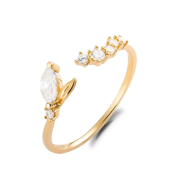 Nhẫn Huy Thanh Jewelry NLF 414 - 14K - Đá Cubic Zirconia Màu Vàng Gold