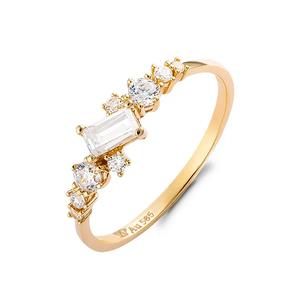 Nhẫn Huy Thanh Jewelry NLF 411 - 14K - Đá Cubic Zirconia Màu Vàng Gold