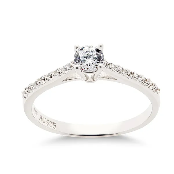 Nhẫn Huy Thanh Jewelry NDINO 198 - 14K - Đá Cubic Zirconia Màu Bạc