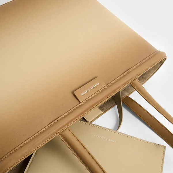 Túi Tote Nữ Charles & Keith CNK Charlot Tote Bag Sand CK2-30781749 Màu Vàng Cát