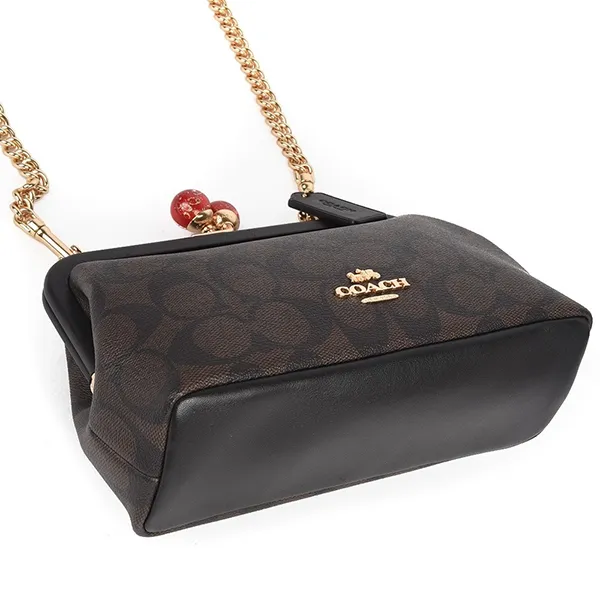 Túi Đeo Chéo Coach Nora Kisslock Crossbody Bag In Signature Canvas C1452 Màu Nâu Đen