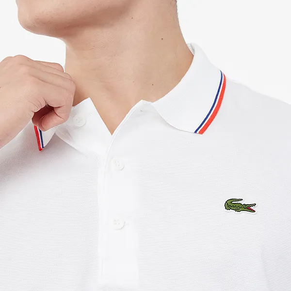 Áo Polo Lacoste Men's Ribbed White/Corrida-Cosmic YH7900 00 SM8 Màu Trắng Size L