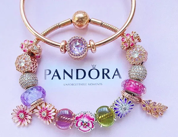 Hạt Vòng Charm Pandora Pink Pansy Flower 790777C01 Màu Hồng Bạc