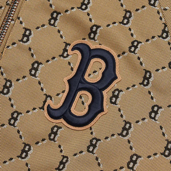 Áo Khoác MLB Bomber Diamond Monogram Front Pattern Jacquard Baseball Jumper Boston Red Sox 3AJPM0224-43BGS Màu Nâu Size M