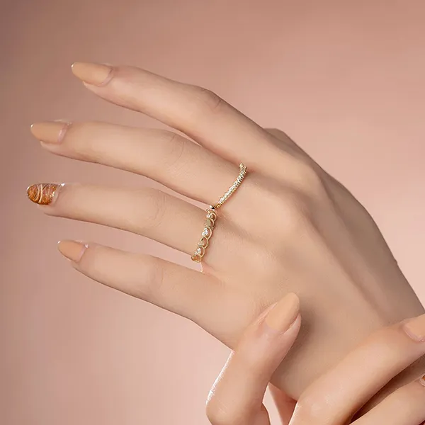 Nhẫn Huy Thanh Jewelry NLF 418 - 14K - Đá Cubic Zirconia Màu Vàng Gold