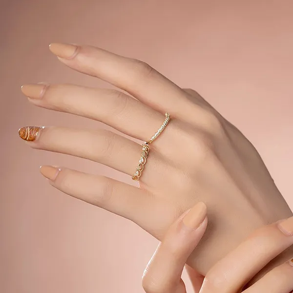 Nhẫn Huy Thanh Jewelry NLF 408 - 14K - Đá Cubic Zirconia Màu Vàng Gold Size 11