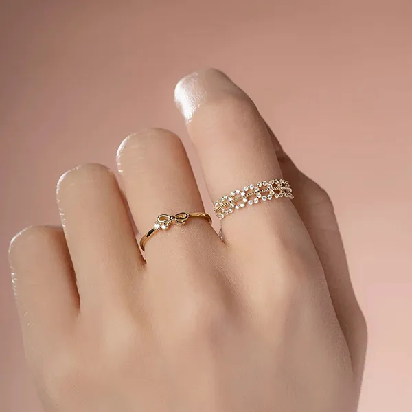 Nhẫn Huy Thanh Jewelry NLF 406 - 14K - Đá Cubic Zirconia Màu Vàng Gold - Trang sức - Vua Hàng Hiệu