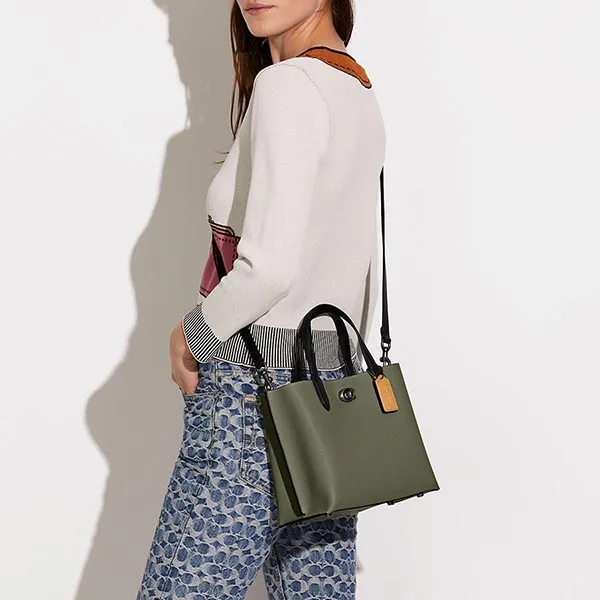 Túi Tote Coach Willow Tote 24 In Colorblock With Signature Màu Xanh