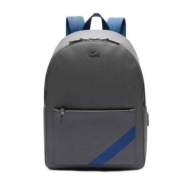 Balo Lacoste Men's Chantaco Colorblock Matte Stitched Leather Backpack Màu Xám