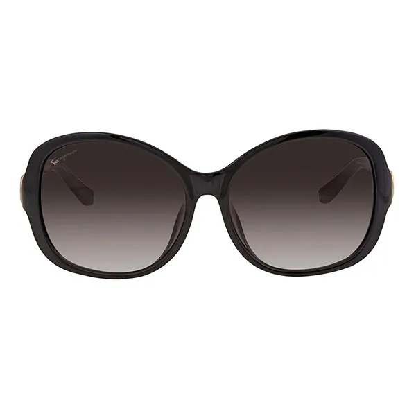 Kính Mát Salvatore Ferragamo Round Ladies Sunglasses SF744SLA 001 59 Màu Xám Gradient