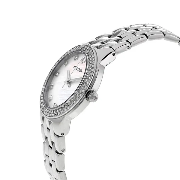 Đồng Hồ Nữ Bulova Crystal Quartz Mother of Pearl Dial Ladies Watch 96X144 Màu Bạc - 3