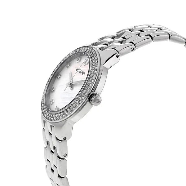 Đồng Hồ Nữ Bulova Crystal Quartz Mother of Pearl Dial Ladies Watch 96X144 Màu Bạc - Đồng hồ - Vua Hàng Hiệu